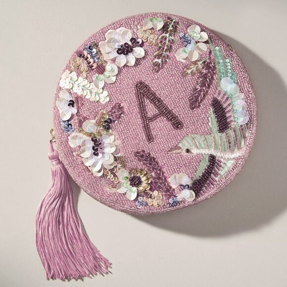 Anthropologie Holiday Monogram "A" Embellished Pouch - Picture 1 of 6